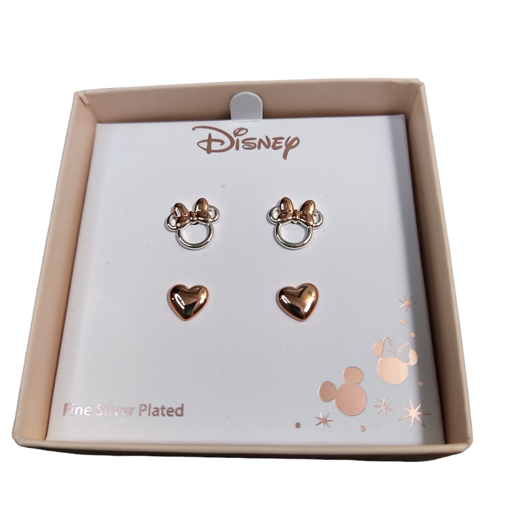 Disney Silver Rose Gold Tone‎ Stud Earrings